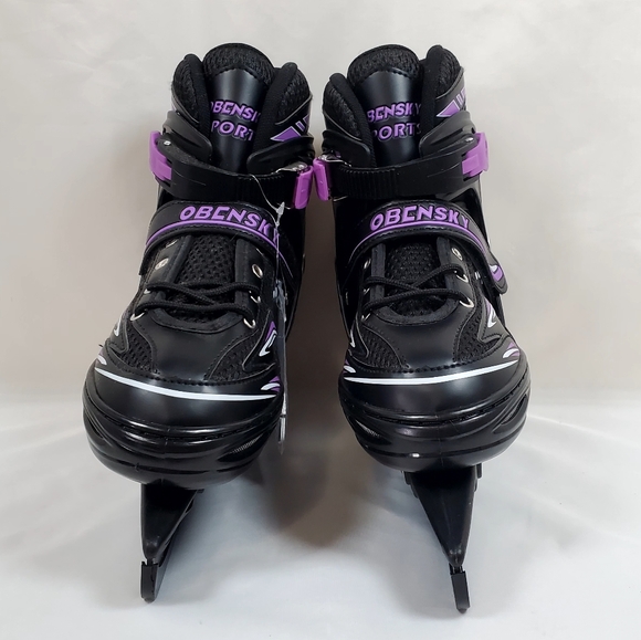 OBENSKY Adjustable Ice Skates for Boys & Girls, Beginner Ice Skates Purple/Black - Picture 5 of 15